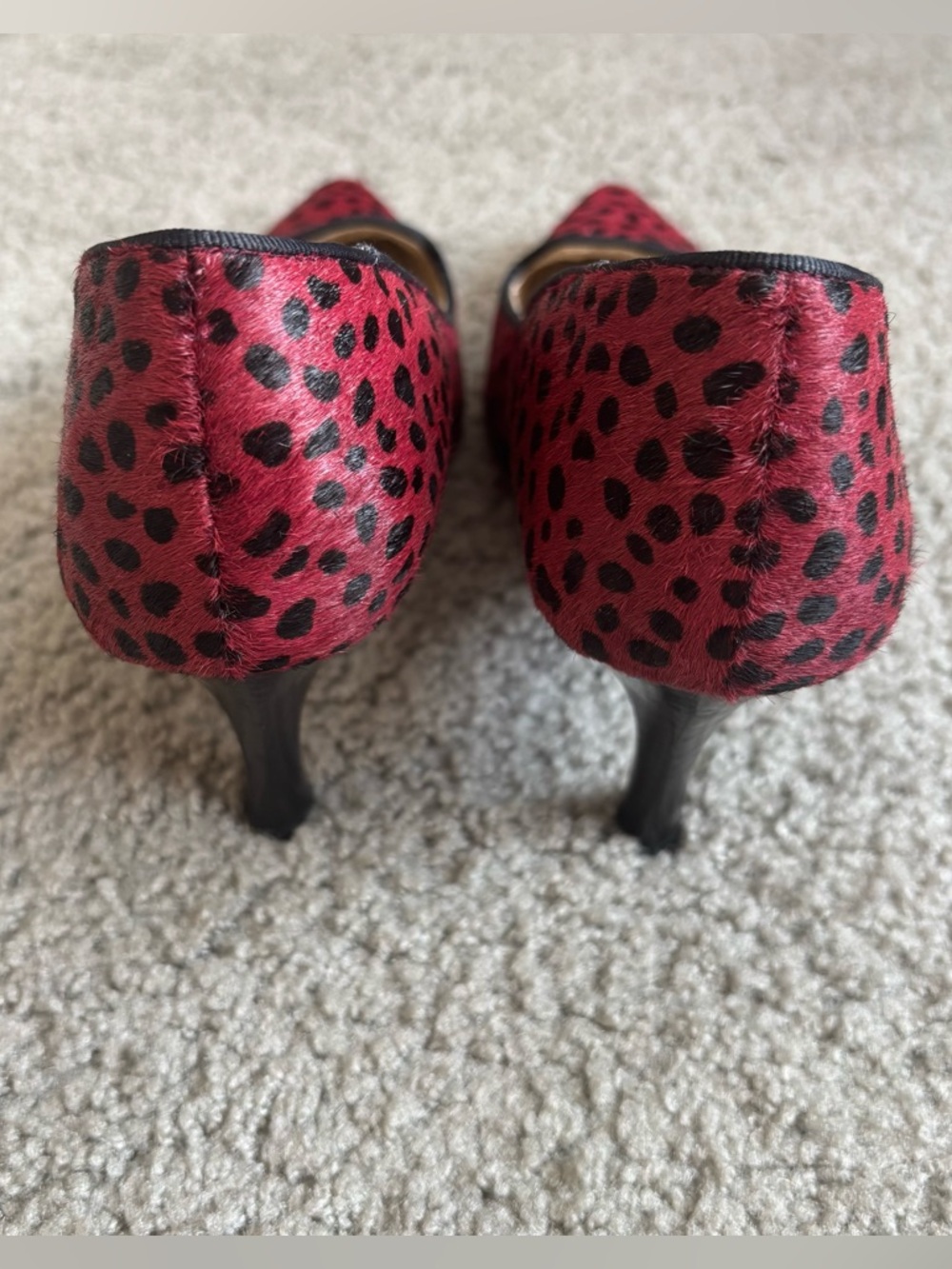 Adrienne Vittadini Calf Hair Pointed Toe Pumps 7.5 Magenta Leopard Heels - Picture 4 of 9
